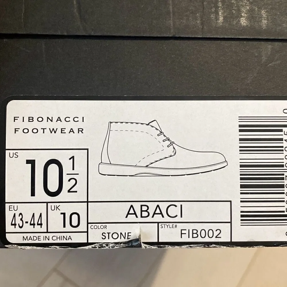Fibonacci Footwear Men's The Abbacis Chukka Boots Stone Tan Size 10.5